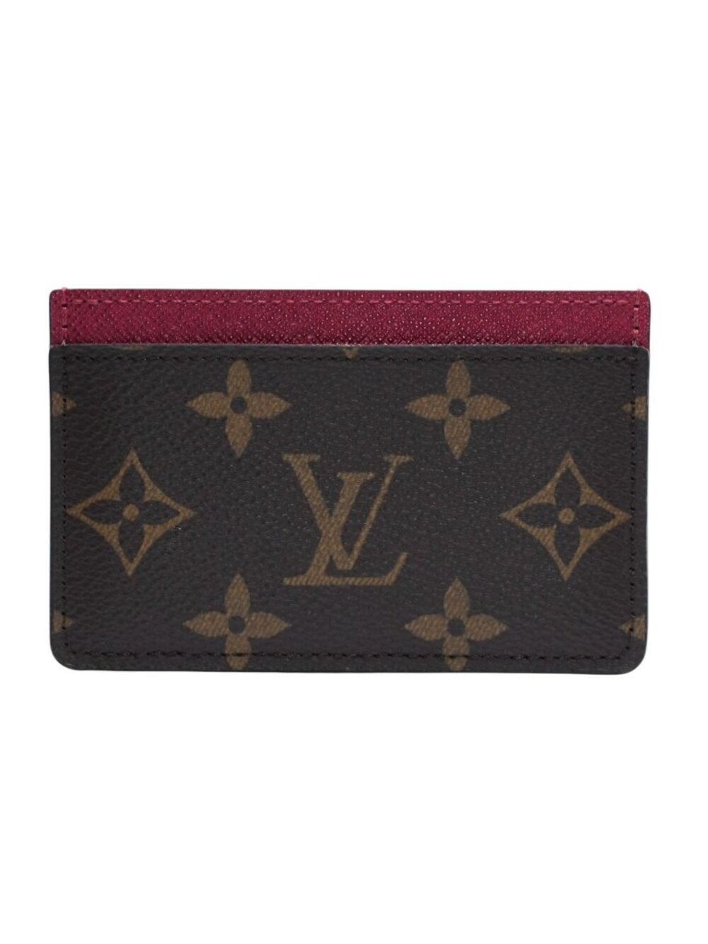 Louis Vuitton Porte Cartes Simple Card Case Monogram Brown Wine
